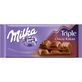 Milka Шоколадная плитка с тремя шоколадными начинками Triple Choco 90 г